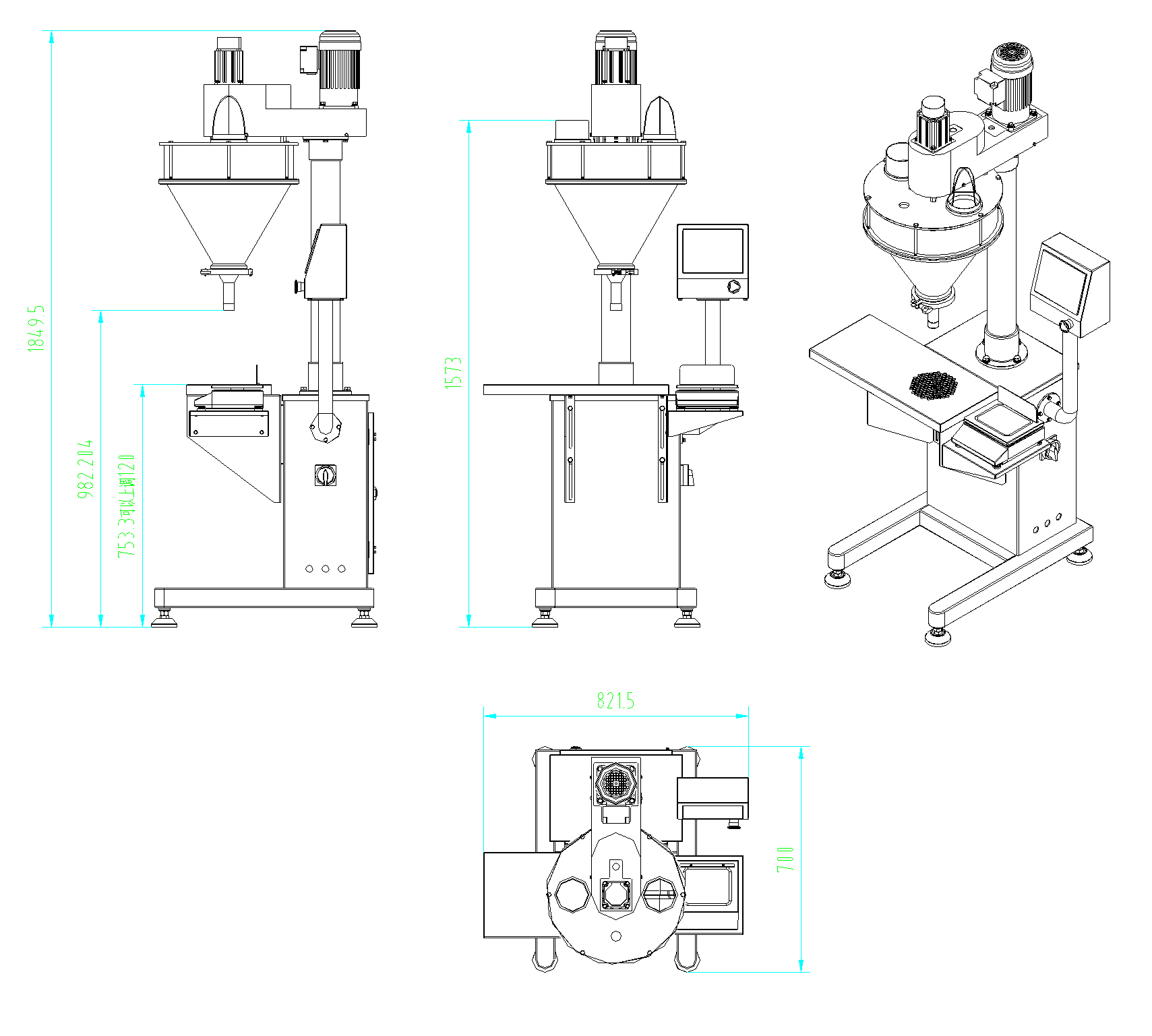 Riempitrice di polvere veterinaria semiautomatica